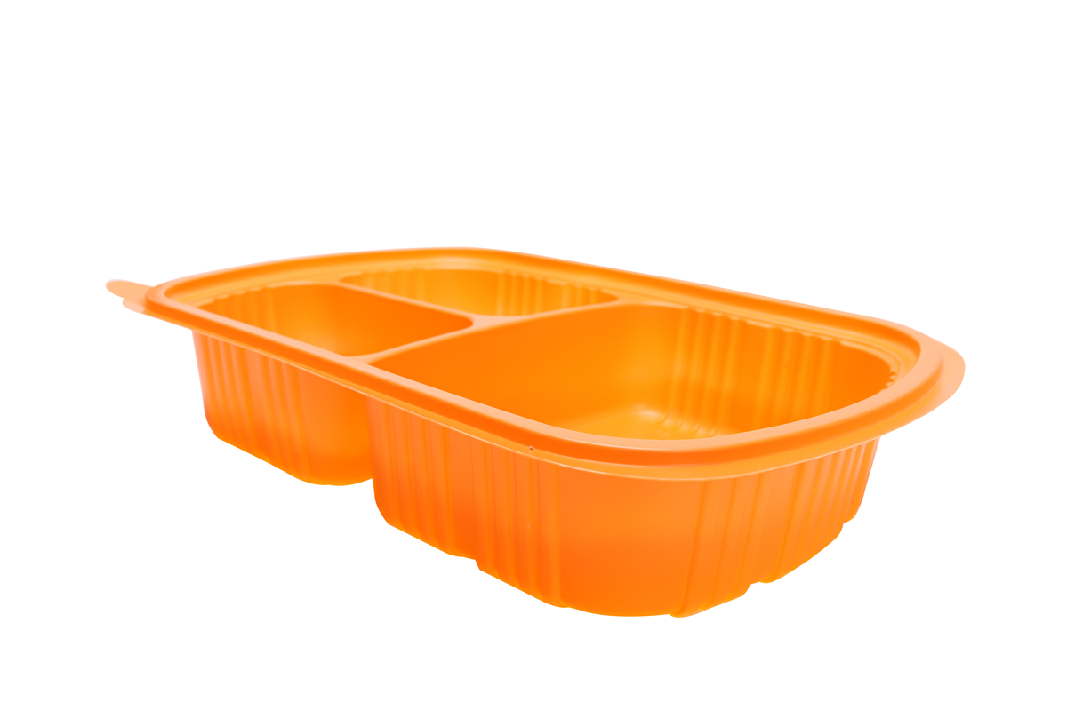 BOPS蓋黑色橢圓形三格快餐盒